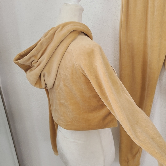 SOLD Naked Wardrobe M Tan Velvet Jogger Hoodie Set - Picture 5 of 10